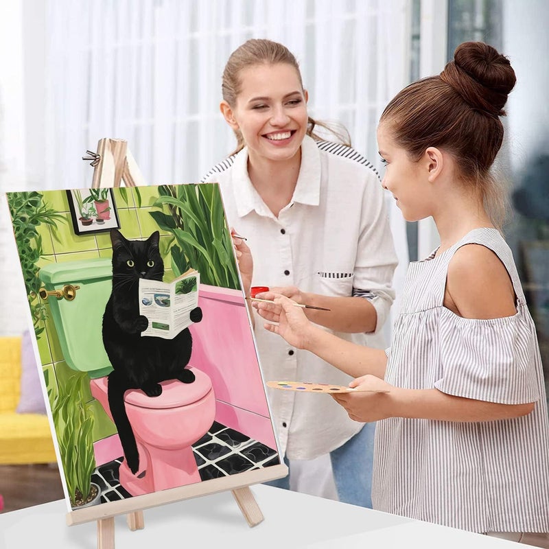 MIRCVSH Black Cat Paint by Numbers for Adults with Framed Canvas-with Wooden Easel,Paint by Number on Canvas,DIY Acrylic Oil Painting Kits with Brushes Nice Gift Box for Home Wall Decor(12x16 Inch) - Image 5